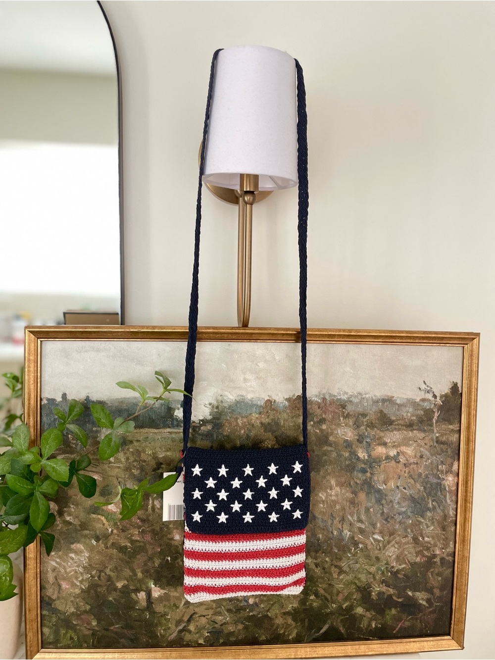 Crochet American Flag Flap Purse Bag Crossbody USA Patriotic 4th of July MAGA - Picture 3 of 8